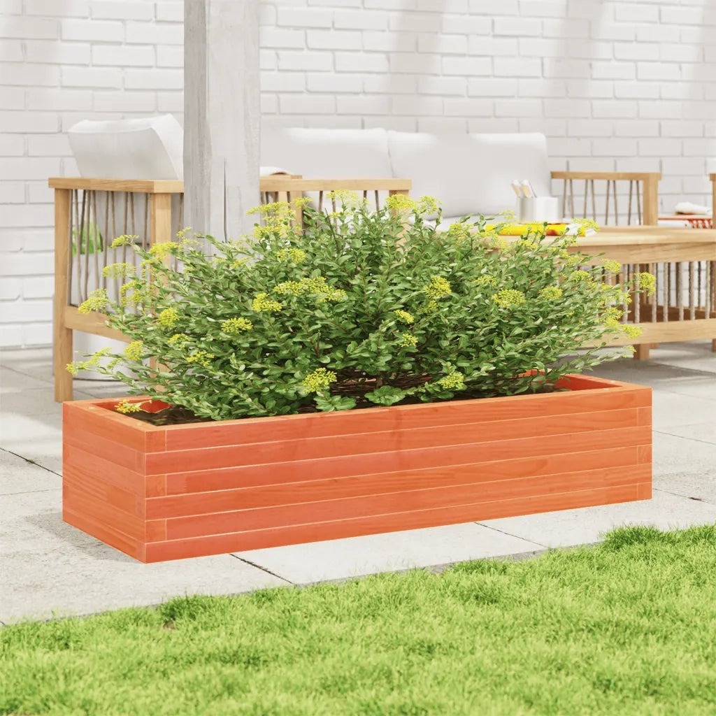 Fioriera | Cassetta per fiori | Vaso Giardino Marrone Cera 110x40x23 cm Legno Massello Pino