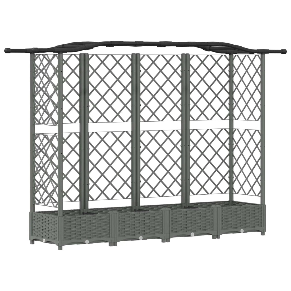 Letto Rialzato con Griglia e Tetto Grigio Chiaro PP 42032583