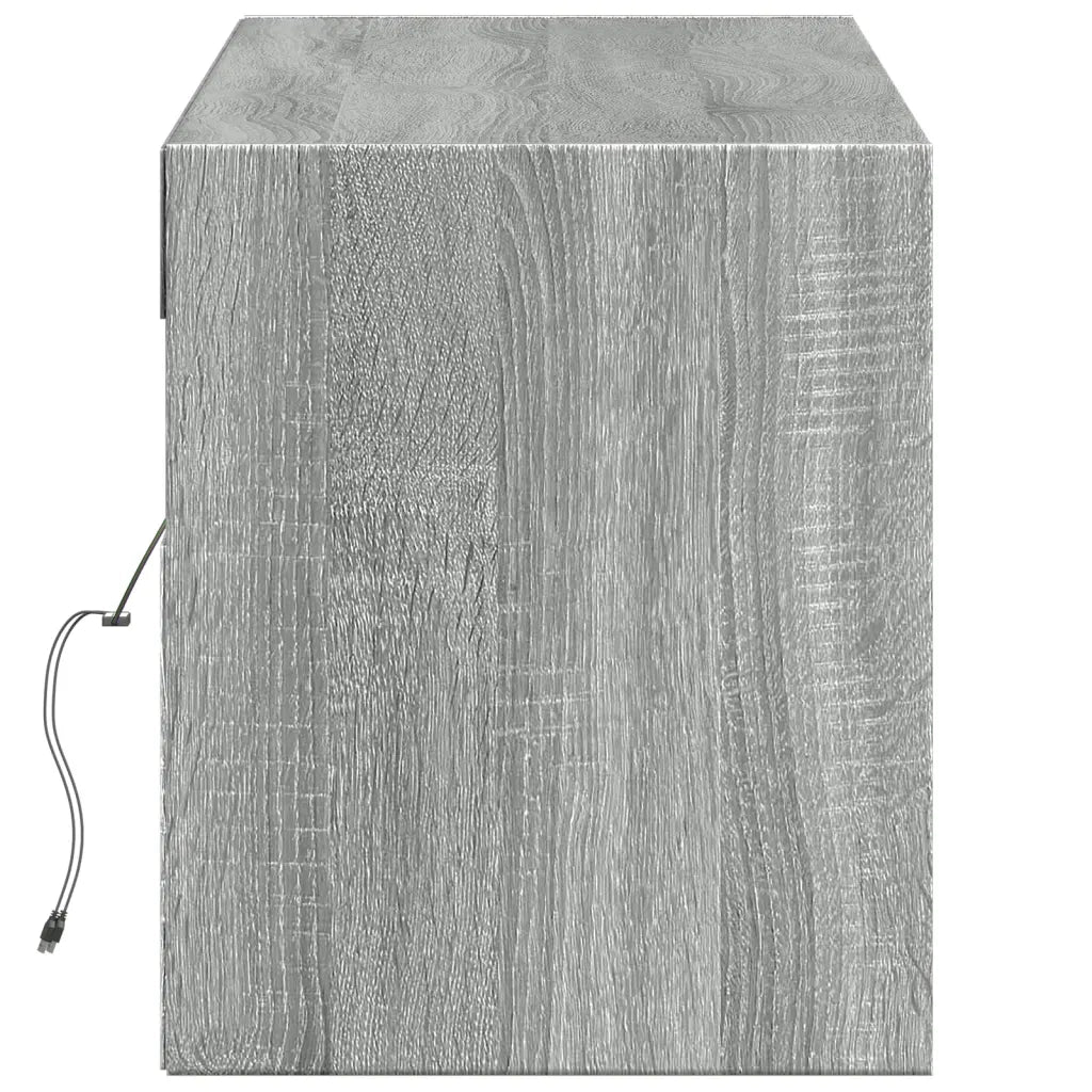 vidaXL Mobile TV a Parete con Luci LED Grigio Sonoma 140x31x38 cm