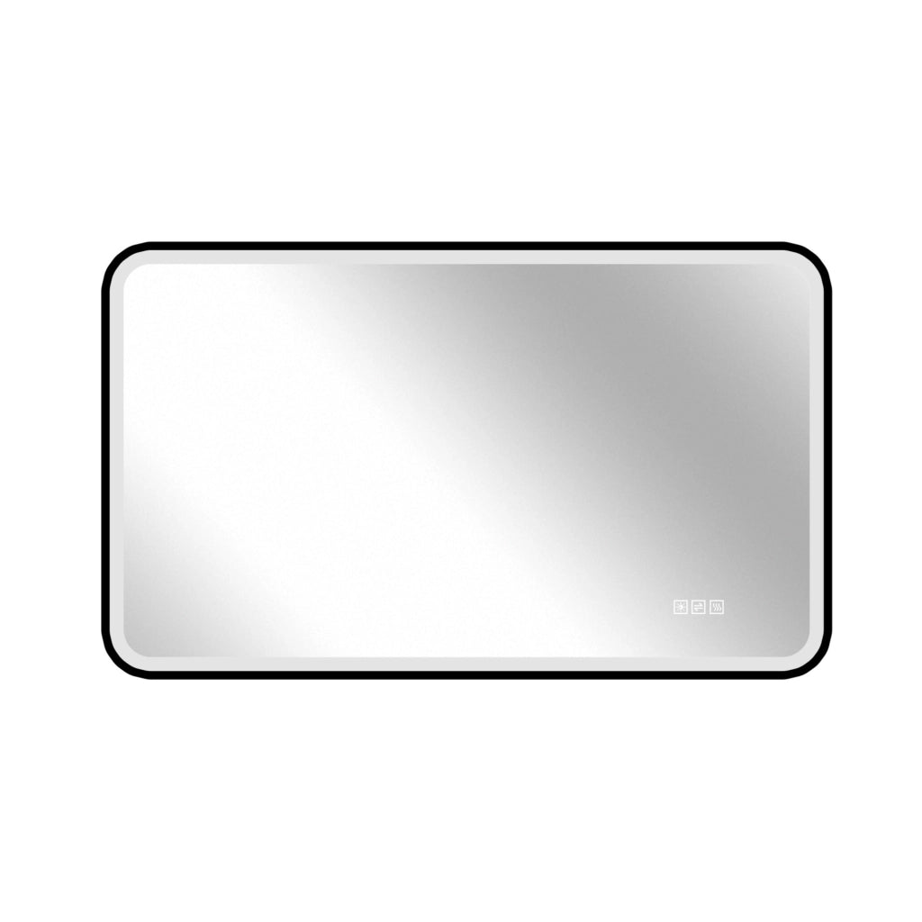Specchio bagno LED ULEVR con cornice nera, antiappannamento, luce regolabile 3000K-6000K e memoria