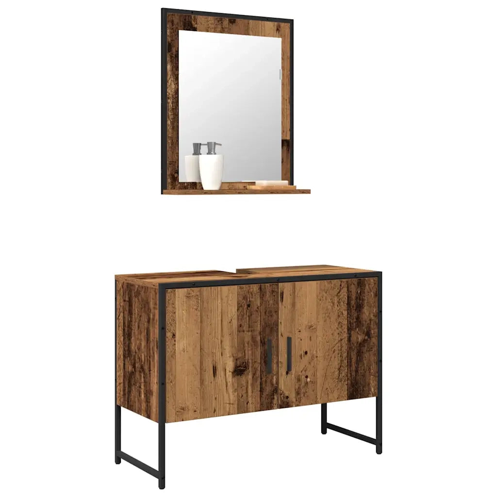 Set di mobili per il bagno 2 pcs Marrone Legno multistrato 3334331