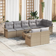 Set di Divani da Giardino a 9 Pezzi con Cuscini in Rattan