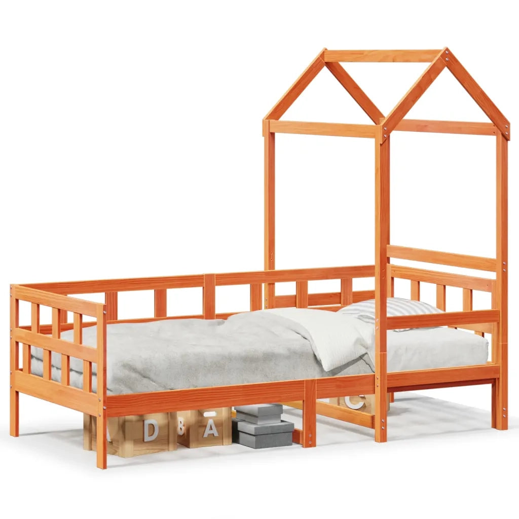 vidaXL Dormeuse con Tetto Marrone Cera 90x200 cm Legno Massello Pino
