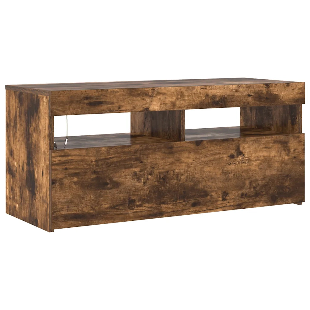 Mobile Porta TV con Luci LED Rovere Fumo 90x35x40 cm 815675