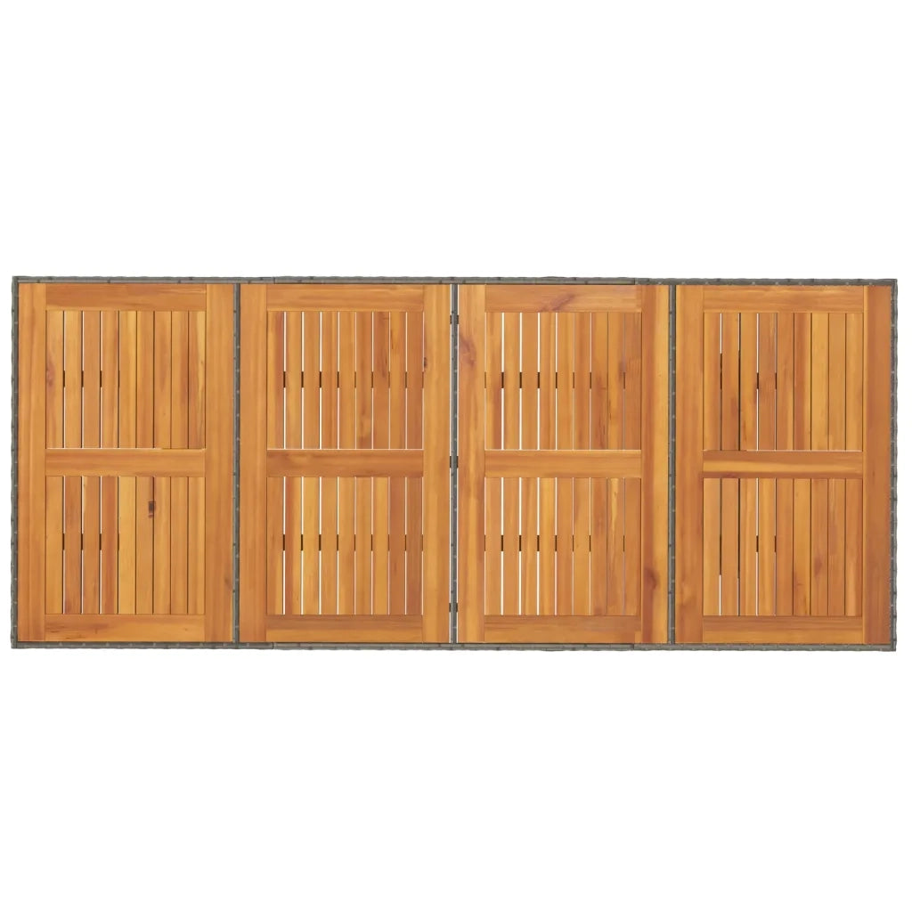 Tavolo Giardino Piano Legno Acacia Grigio 190x80x74 Polyrattan 365310