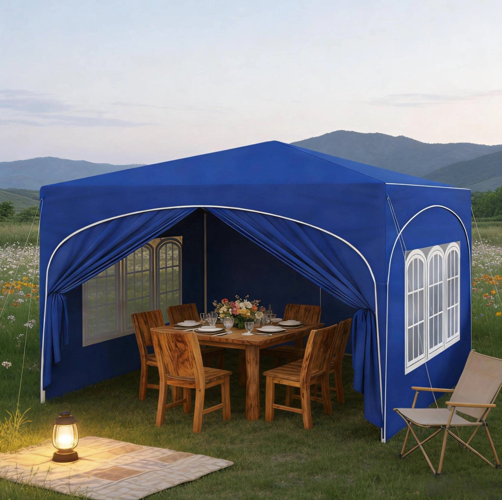 Gazebo pieghevole 3x3 m blu con pareti laterali e borsa
