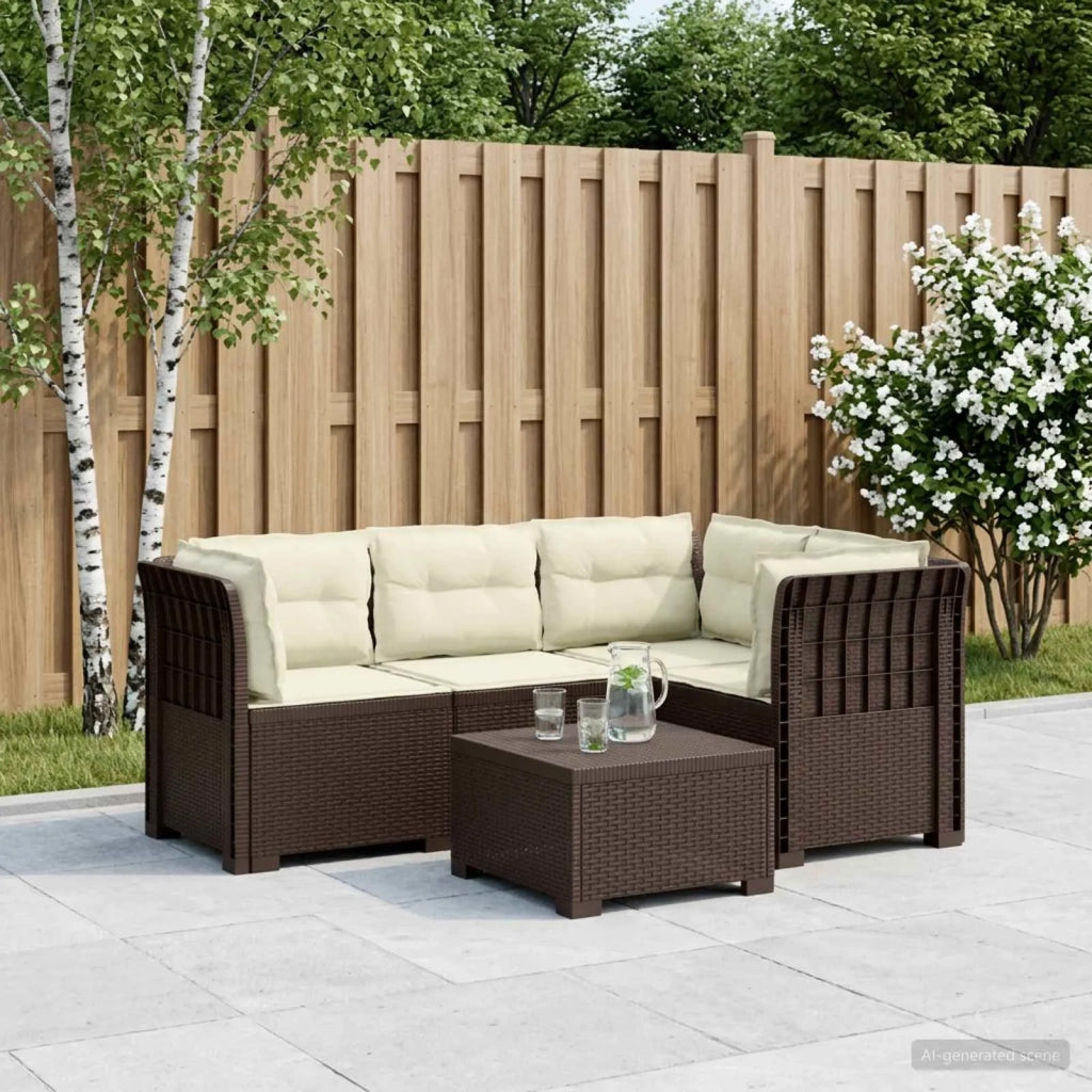 Divano da Giardino 4 Posti con Cuscini Aspetto Rattan PP 3443982