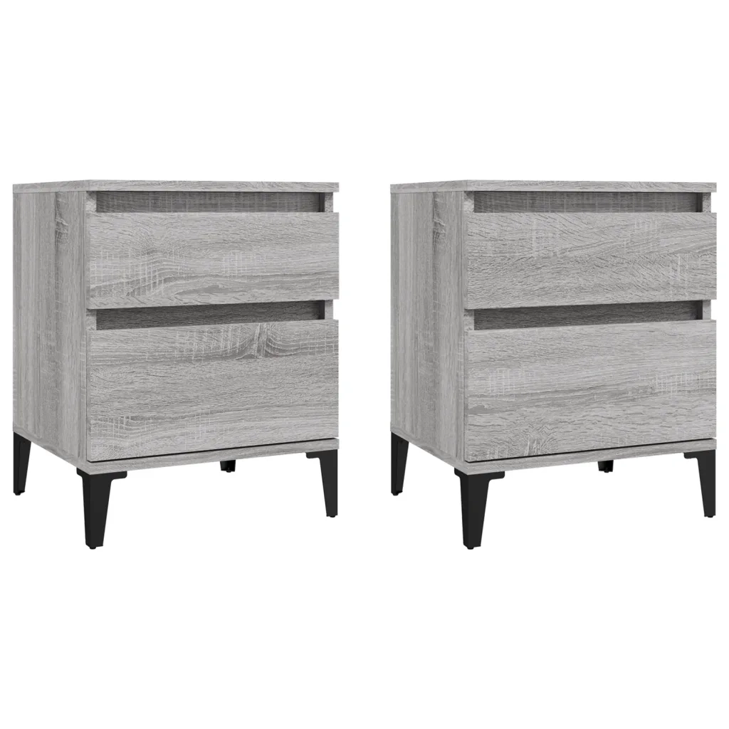 Set di 2 Comodini | Armadio da Notte | Mobiletto da notte Grigio Sonoma 40x35x50 cm