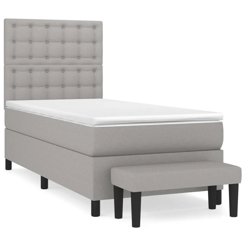 Giroletto a Molle con Materasso Grigio Chiaro100x200 cm Tessuto 3136893