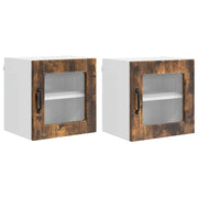 Pensile da cucina | Mobile in vetro da parete PORTO 2 pz Rovere fum¨¦