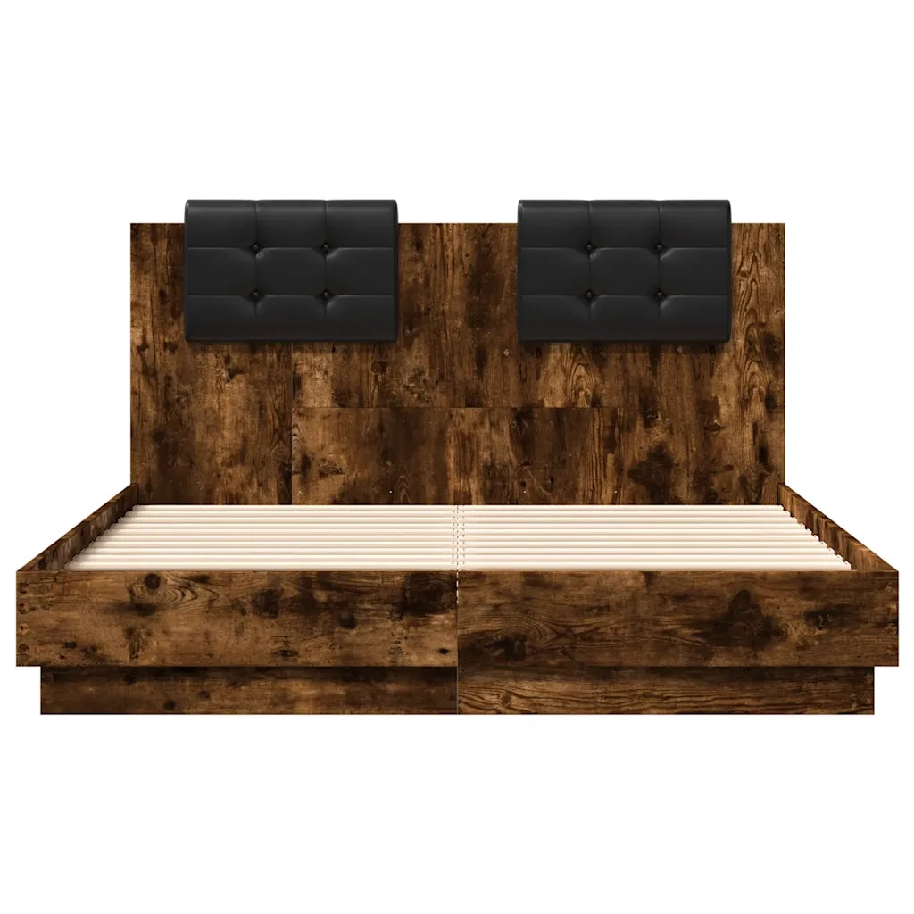 Giroletto con Testiera Rovere Fumo 120x190 cm Legno Multistrato 3209965