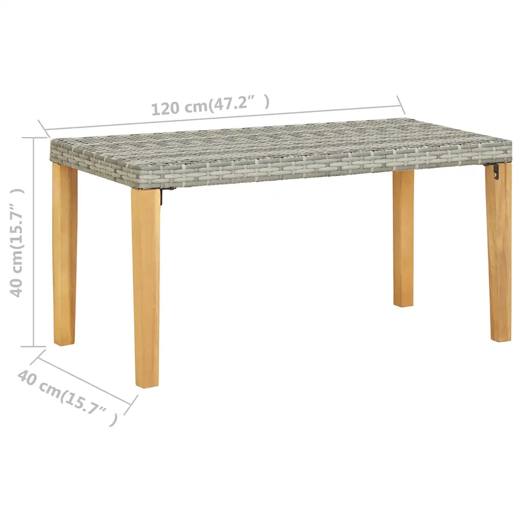 Panchina da Giardino | Panca da Giardino 120 cm Grigia Polyrattan e Legno Acacia