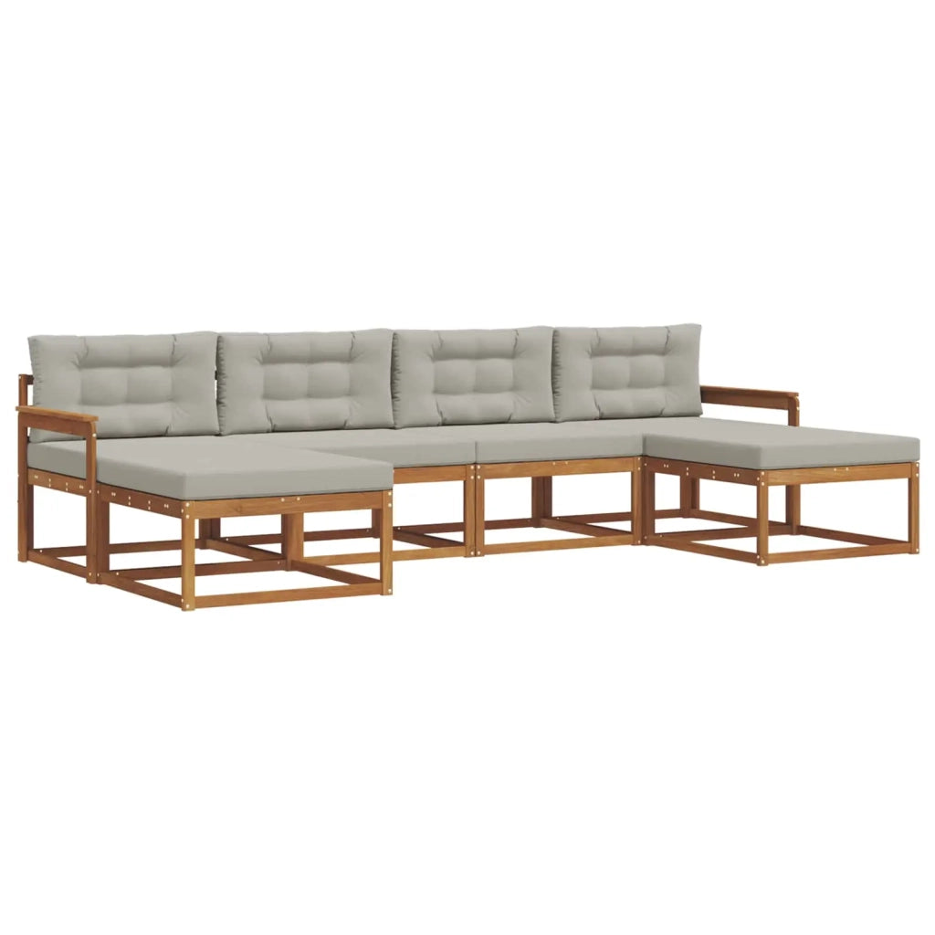 Set di divani da esterno 6 pcs Grigio Naturale e Chiaro