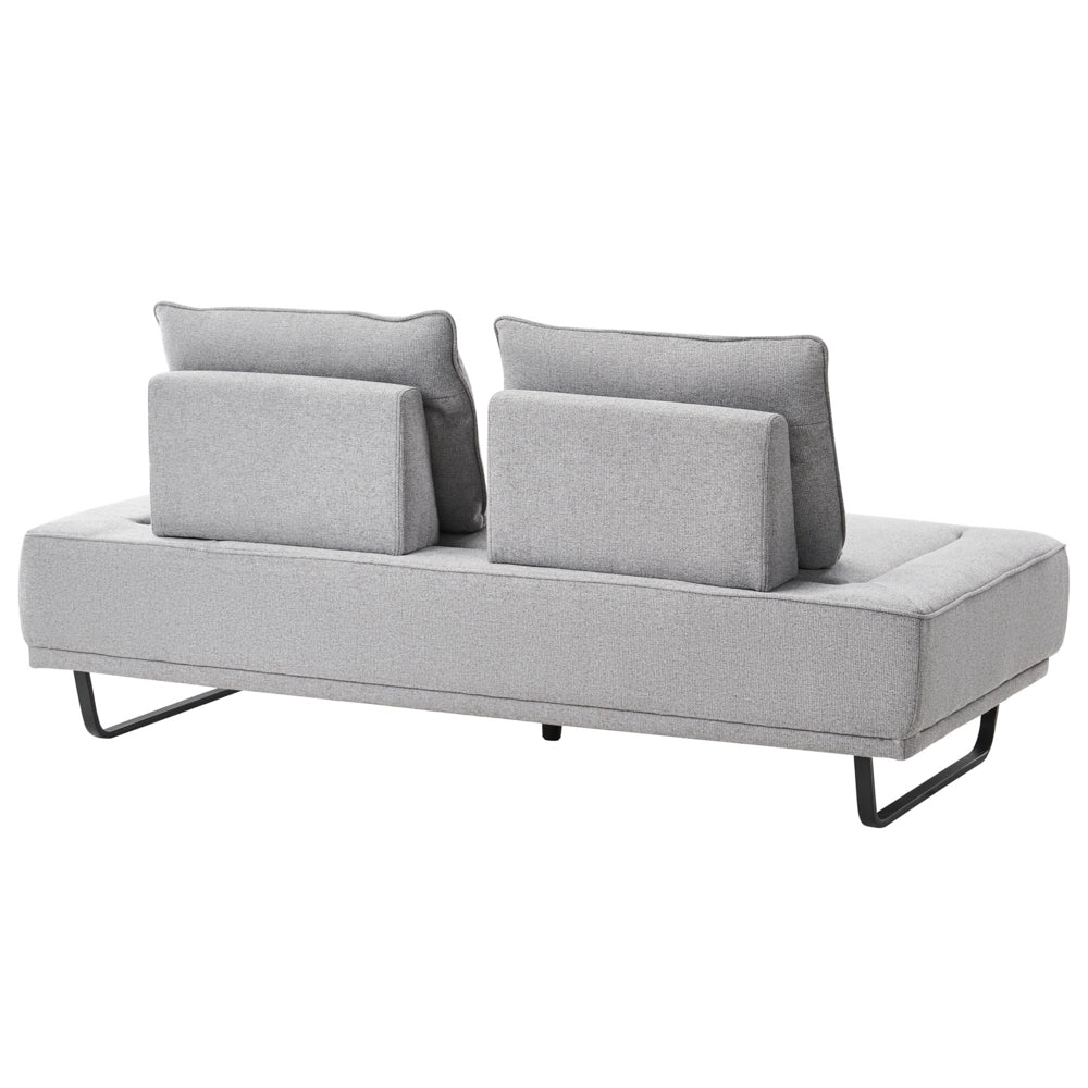 Divano a 3 posti in tessuto Divano grigio Gambe in ferro Tessuto intrecciato Schienale regolabile Moderno