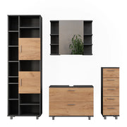 Vicco Set di mobili da bagno Quercia dorata/antracite 4 pezzi, con colonna
