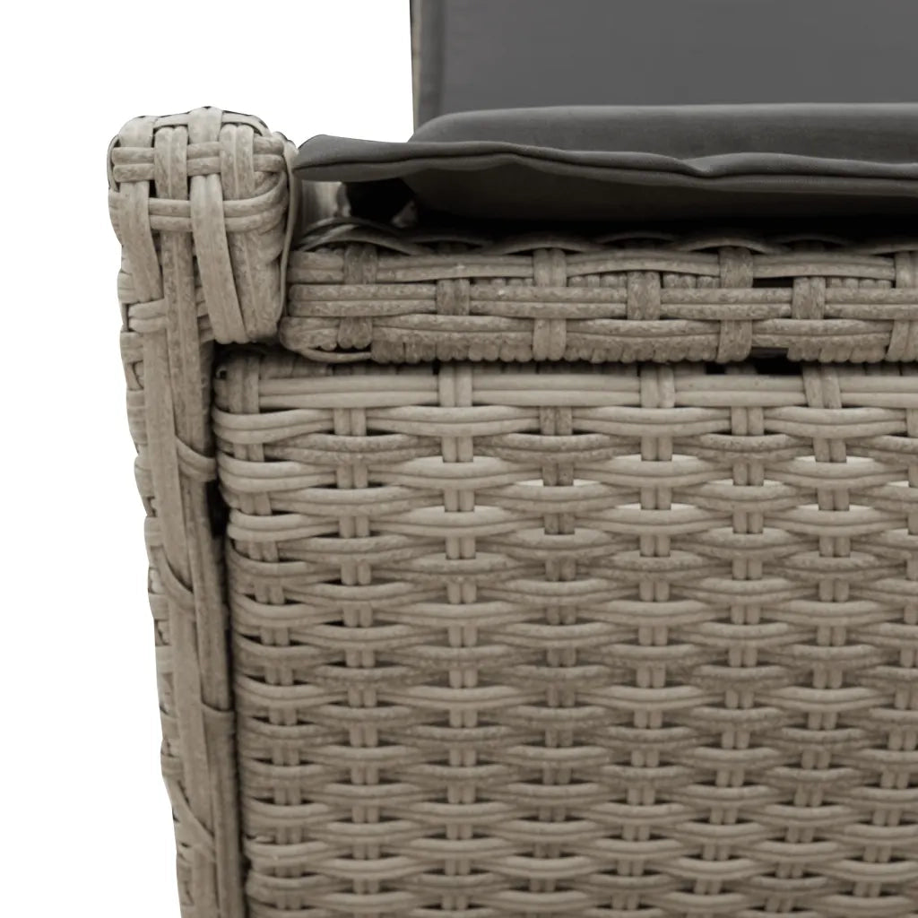 Lettino Prendisole | Sdraio da giardino | Lettino da sole Doppio con Cuscini Grigio Chiaro Polyrattan