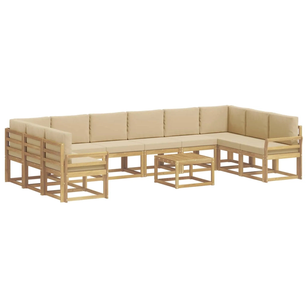 Set di divani da esterno con cuscino 11 pcs Bianco e Beige