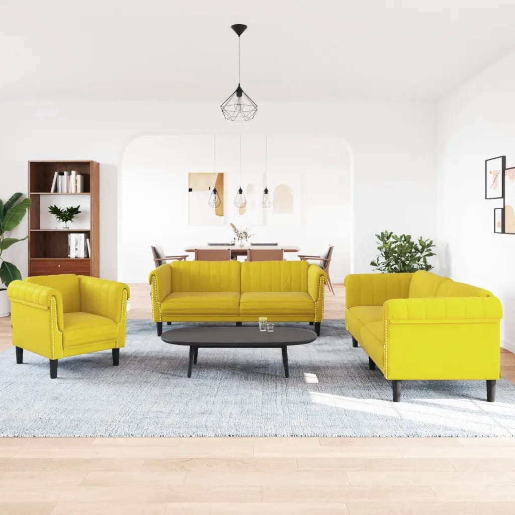 Set di Divani 3 pz Giallo in Velluto 3209215