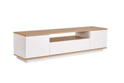 Porta TV in legno "Veramont" - 180 x 44 x 44 cm - Marrone chiaro
