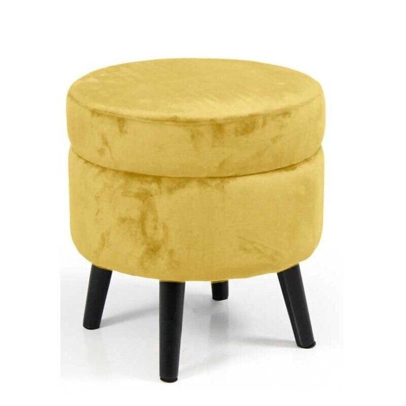POUF CONENITORE SEDUTA IN VELLUTO E GAMBE NERE 37 X H40 CM COLORE GIALLO