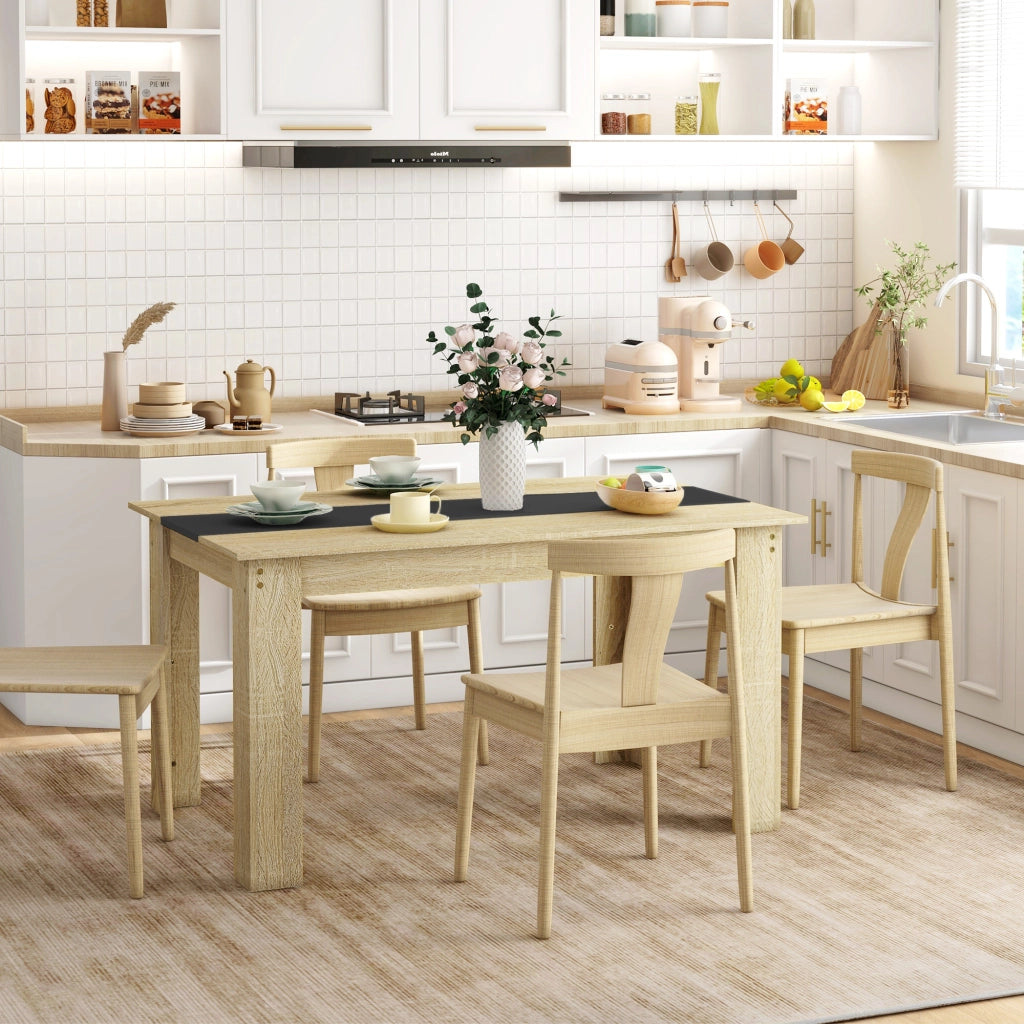 Tavolo da pranzo allungabile in legno effetto naturale e nero ¨C zephmum ¨C 140x90x75 cm