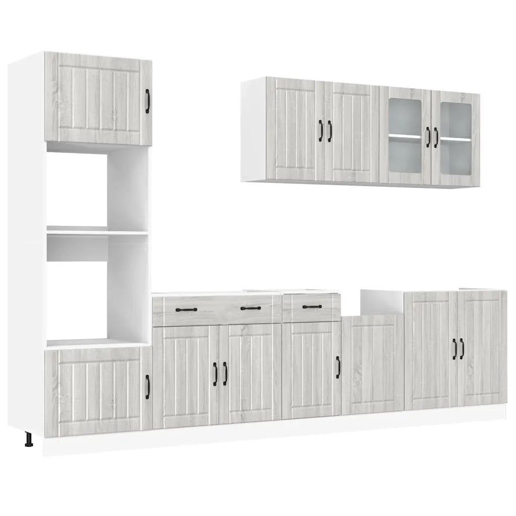 vidaXL Set Mobili da Cucina 7 pz Kalmar Grigio Sonoma in Truciolato
