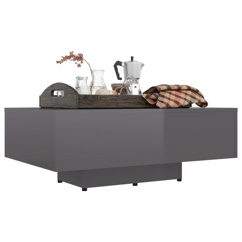Tavolino da Salotto Grigio Lucido 85x55x31 cm Legno Multistrato