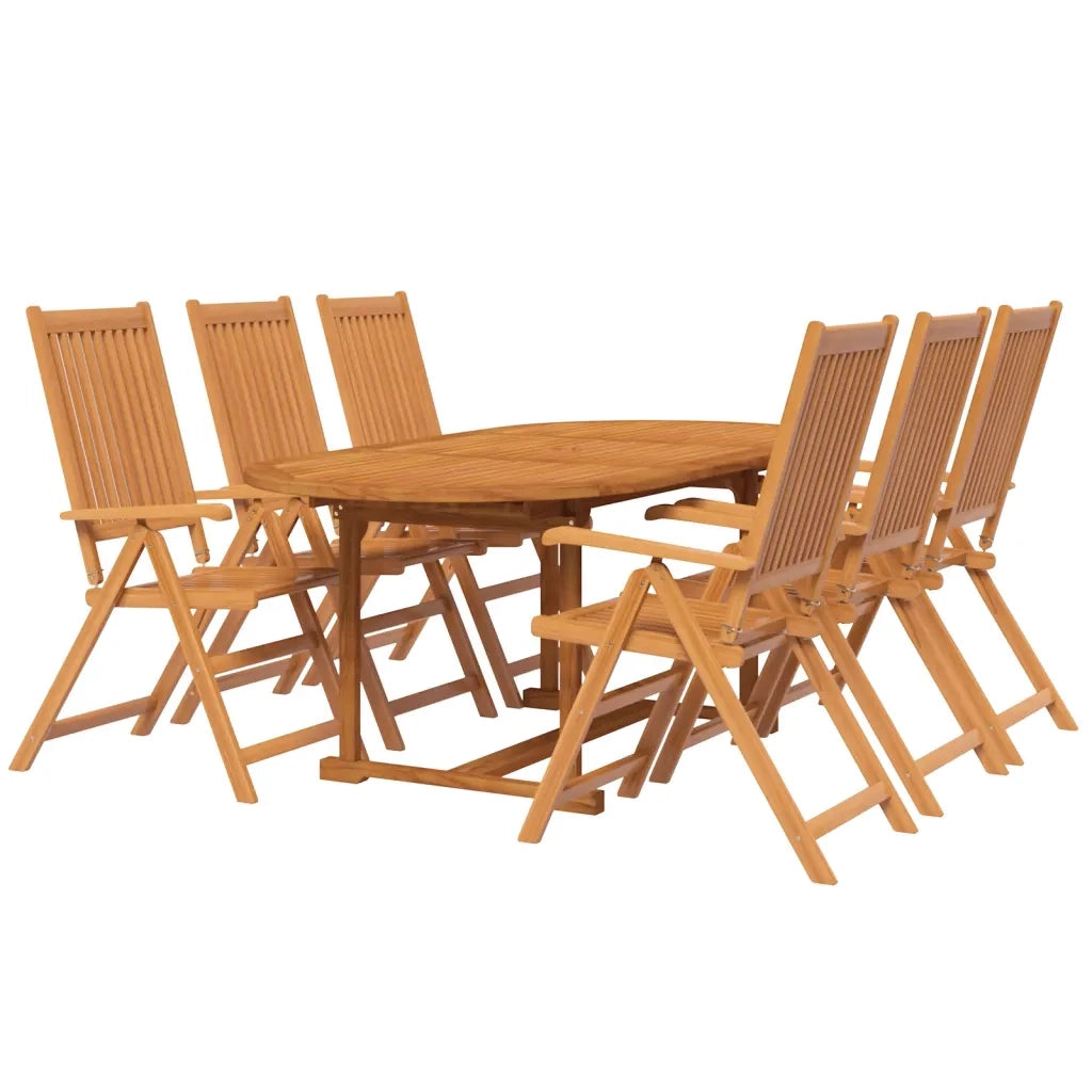 Set Mobili da Pranzo per Giardino 7 pz Legno Massello di Acacia 120-170 cm 3079644