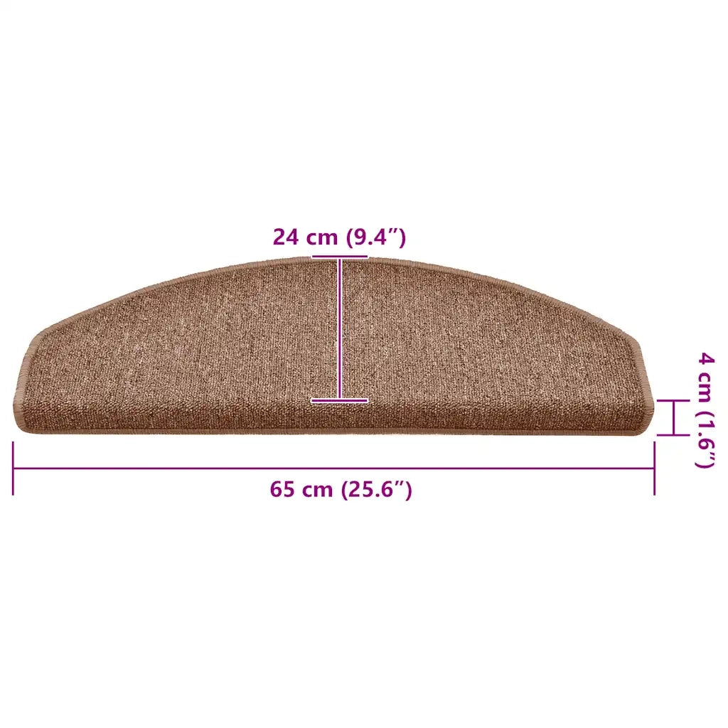 Tappetini per scale 15 pz 65x24x4 cm Marrone Semicircolari Grandi 322367