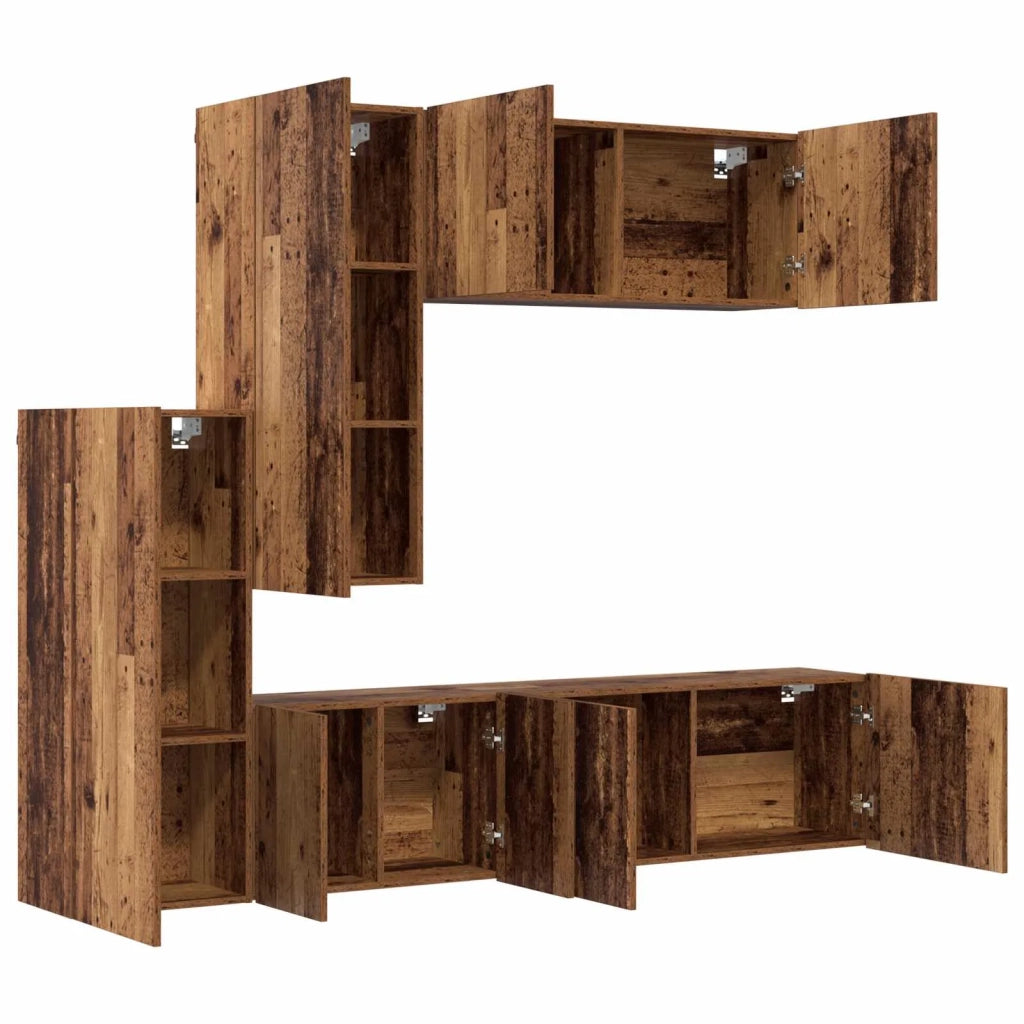Unità TV da Parete 5 pcs Legno vecchio Legno multistrato