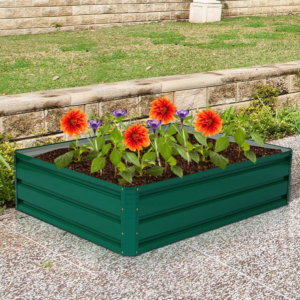 Letto da Giardino Rialzato in Acciaio, Fioriera da Esterno in Metallo per Fiori, Erbe, Piante e Verdure, Fioriera Elevata da Giardino, Cortile e Prato (100 x 80 x 30 cm)