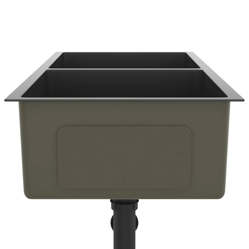 Lavello da Cucina Artigianale Nero in Acciaio Inox 51525