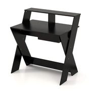Scrivania per computer con contenitore e supporto per monitor 90 x 61 x 94 cm seduta ergonomica moderna in legno nero 20_0010916
