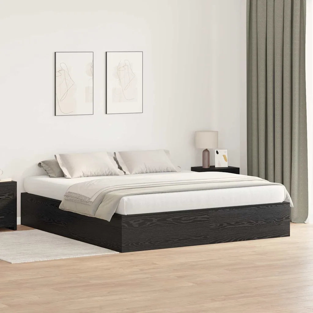 Struttura letto con contenitore Rovere Nero 200 x 200 cm 3335358
