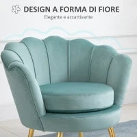 Poltroncina Vintage di Design in Velluto Blu, Poltroncina da Camera con Schienale Alto 76x67x74cm, Verde