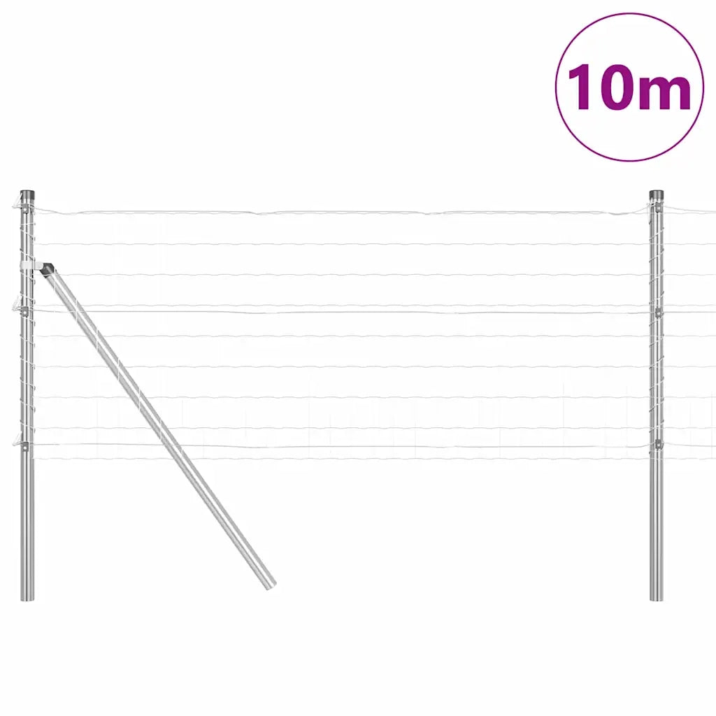 Recinzione con Posto Argento 0,4 x 10 m Acciaio e PVC 3350459