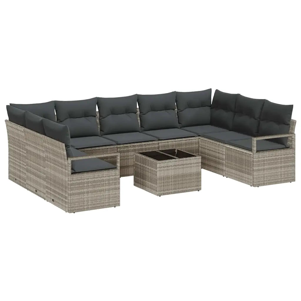 Set Divano da Giardino 10 pcs Grigio chiaro polyrattan 3355221