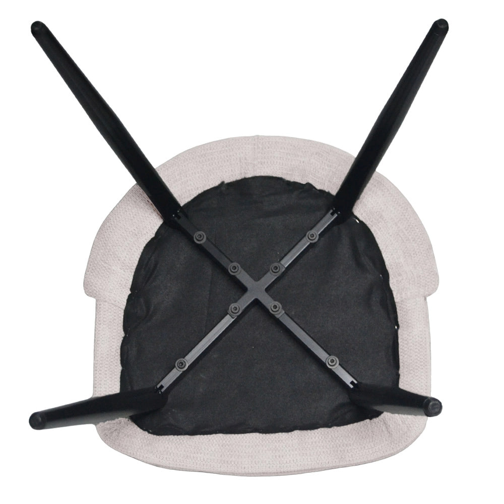 Sedia da sala pranzo Kety in microfibra colore beige con gambe in metallo nero