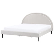 Letto Grigio Tessuto Poliestere 180 x 200 cm Base a doghe Testiera semicircolare Design minimalista retrò Camera da letto