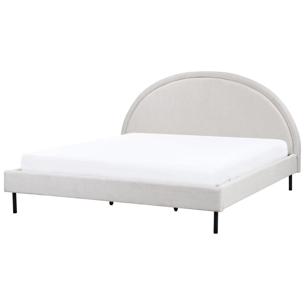 Letto Grigio Tessuto Poliestere 180 x 200 cm Base a doghe Testiera semicircolare Design minimalista retrò Camera da letto