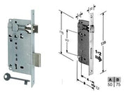 SERRATURA A BUSSOLA DA INFILARE BORDO QUADRO CROMO SATINATO  mm.50 bordo acciaio cromato satinato (592.50.34)    AGB