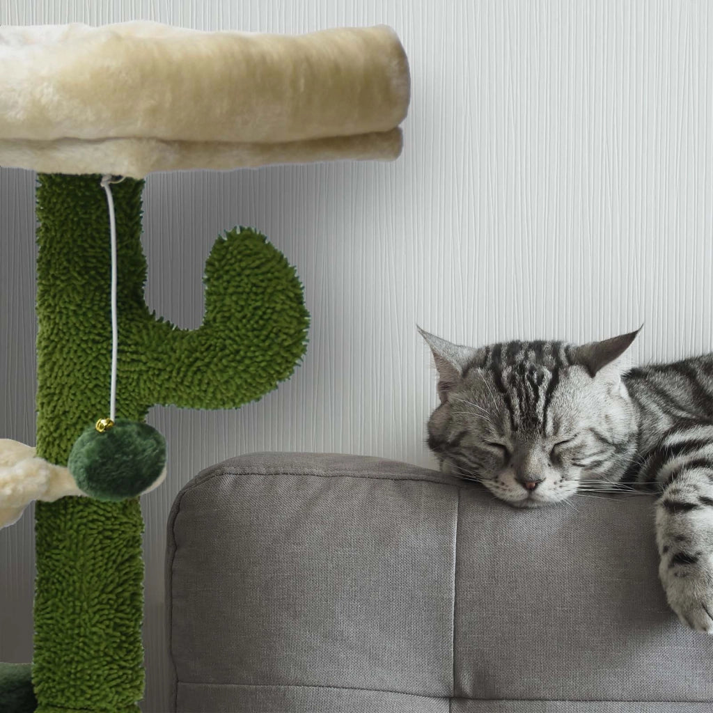 Fudajo Albero tiragraffi a forma di cactus 75cm con sisal di 4 mm Con amaca e casetta per gatti