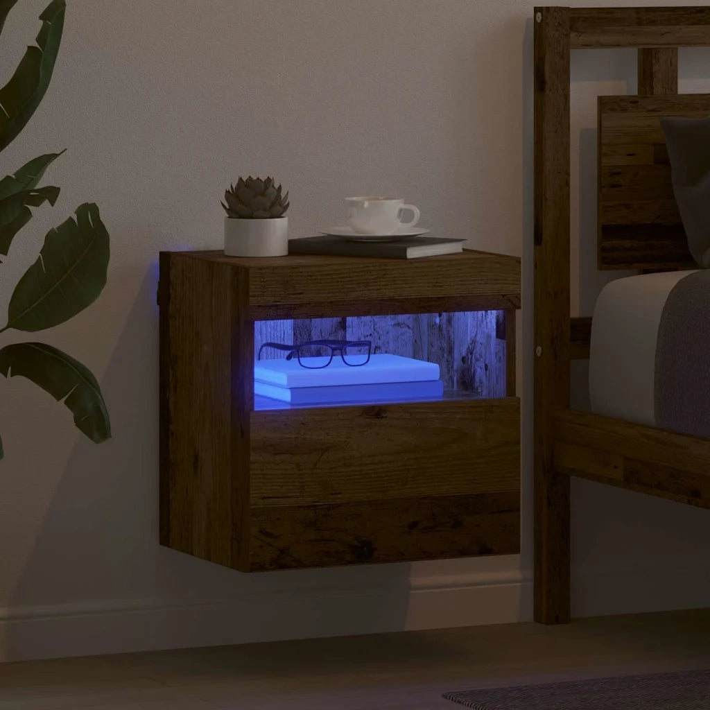 Mobile TV da parete con LED Legno vecchio 40 x 30 x 40 cm