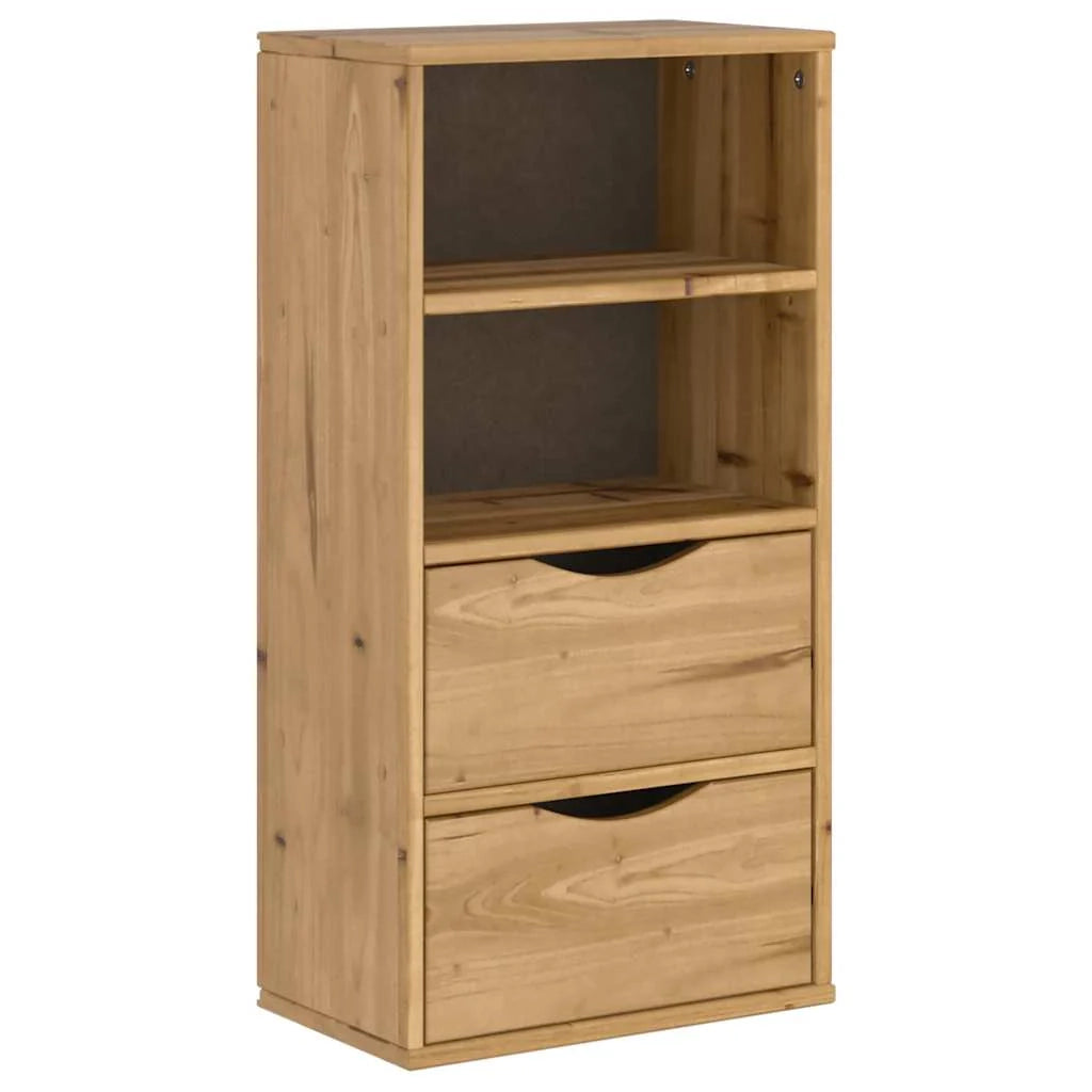 Mobiletto laterale vintage con 2 cassetti e 2 ripiani 40 x 24 x 79 cm in legno massello di pino 02_0058040