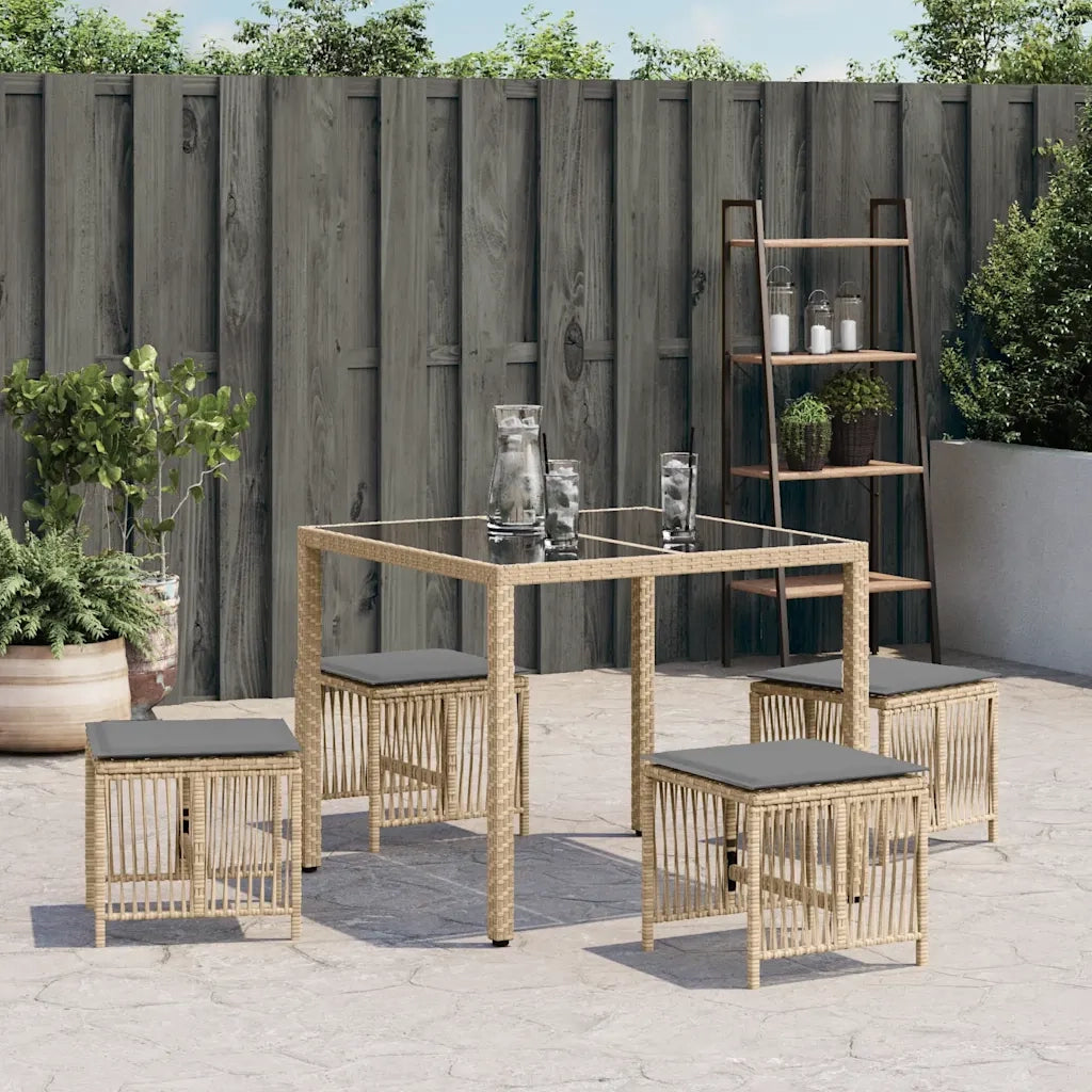 Sgabelli Giardino Cuscini 4 pz Beige Misto 41x41x36cm Polyrattan CFW4921752