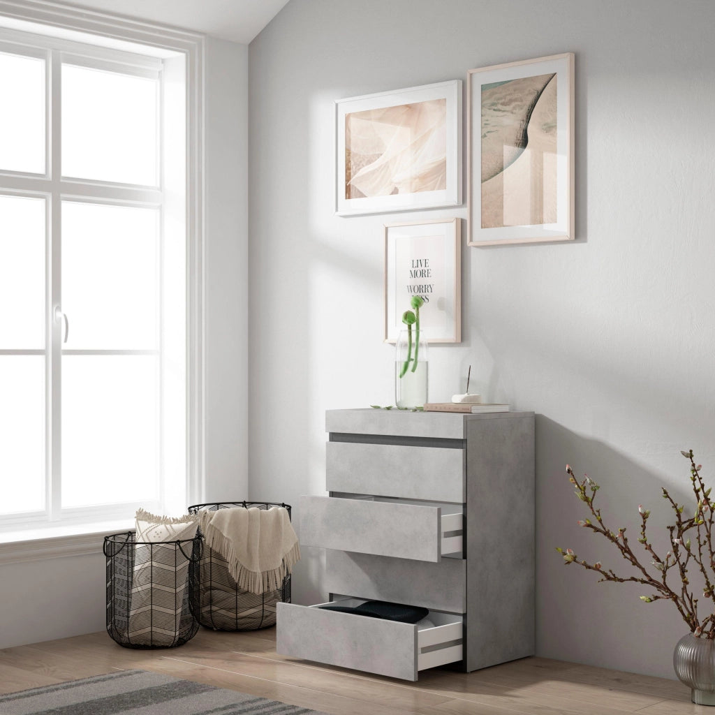 Cassettiera, 57x35x75cm, Camera da letto, Con Stoccaggio, grigio cemento RF3426