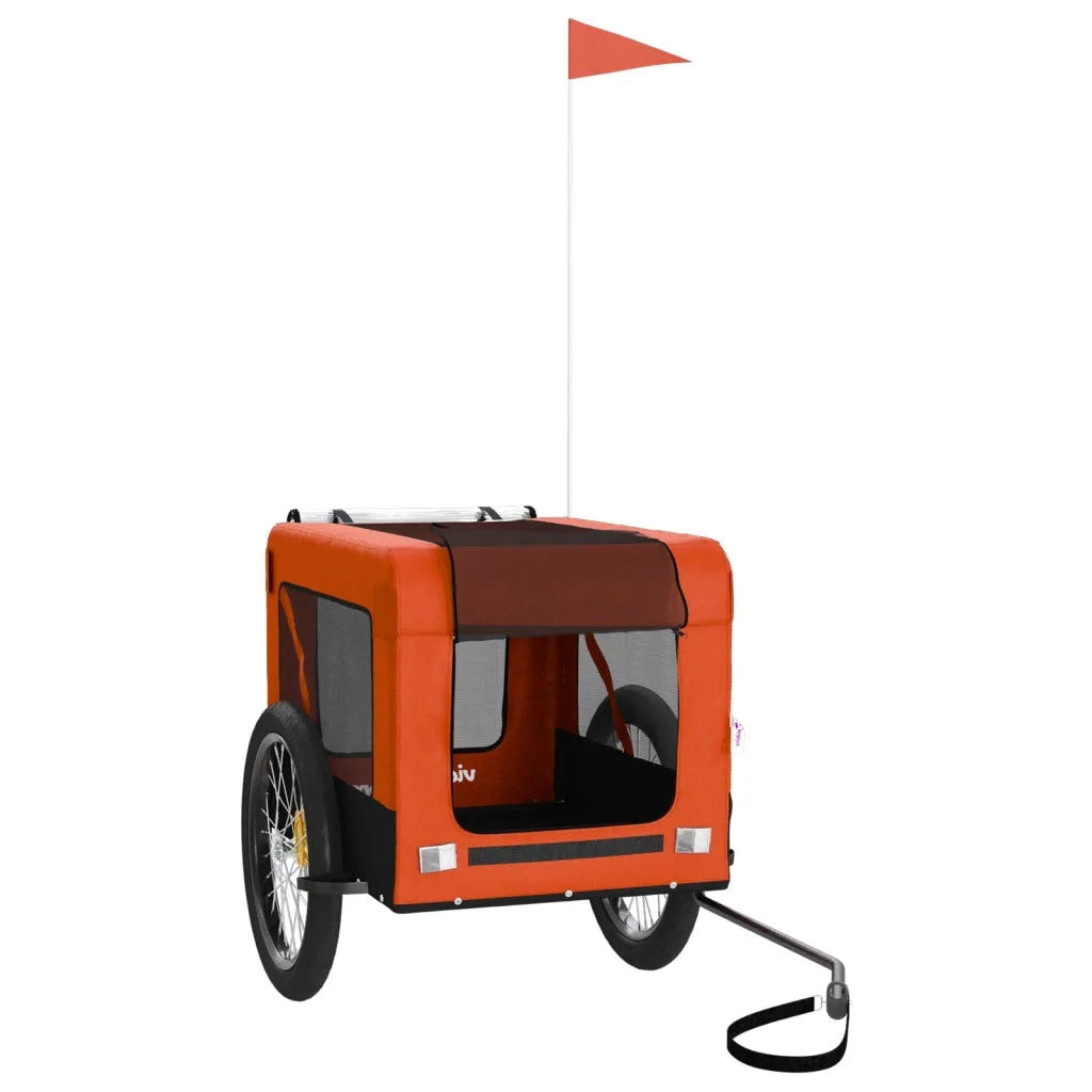Rimorchio da Bici per Animali Arancione e Nero Oxford e Ferro CFW3383573