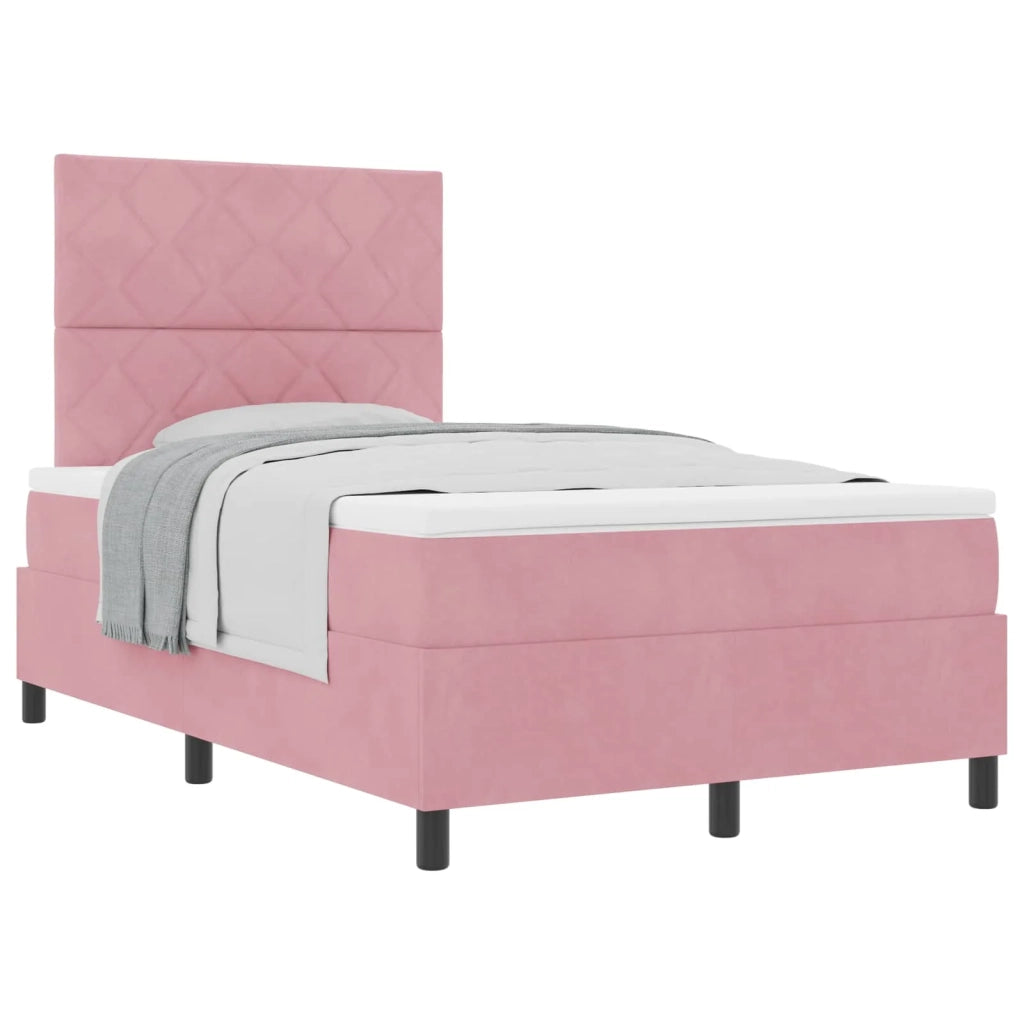 Letto a molle con materasso Rosa 120 x 200 cm Velluto 3339895