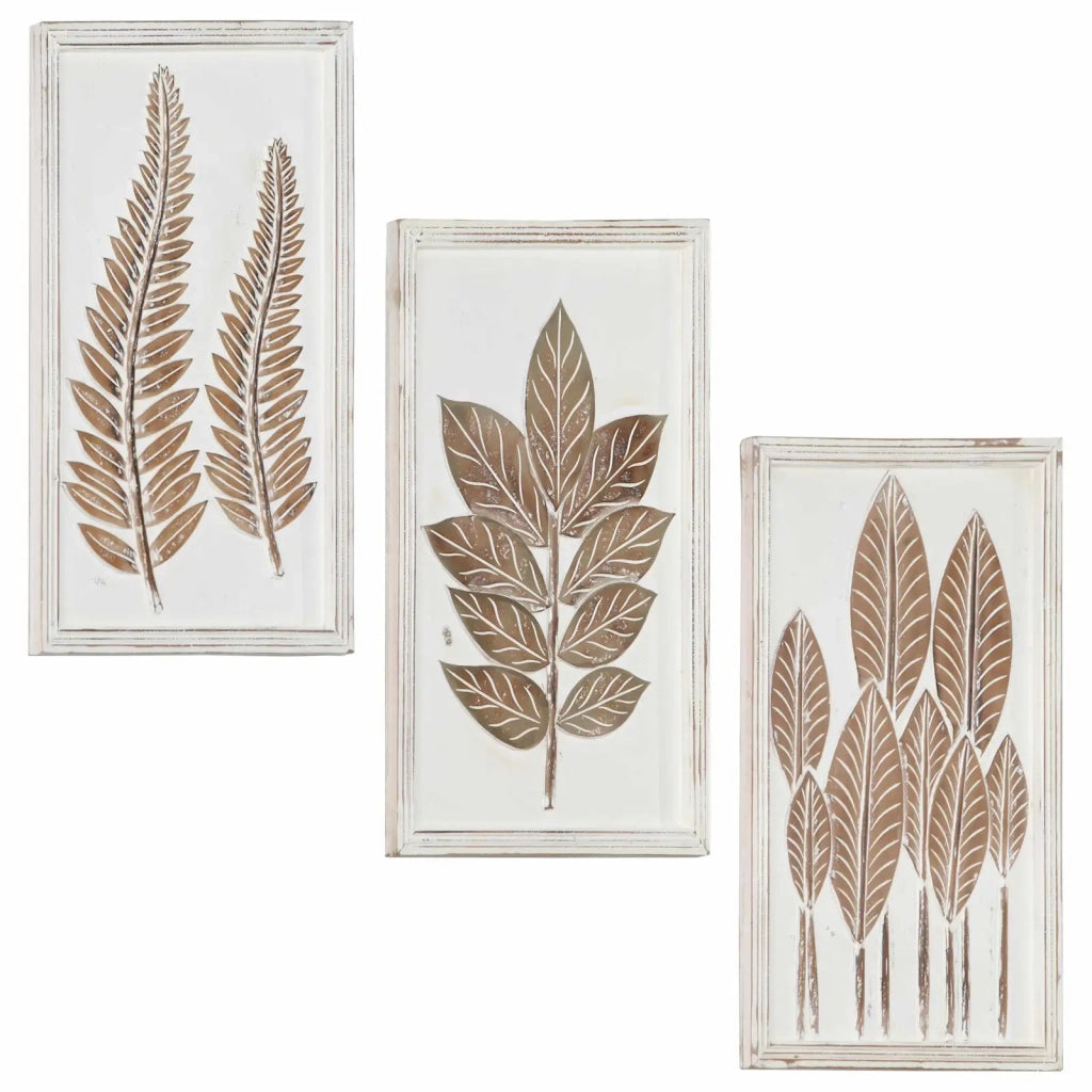 Decorazione artistica 3 pcs Marrone e bianco 40 x 40 x 1,5 cm