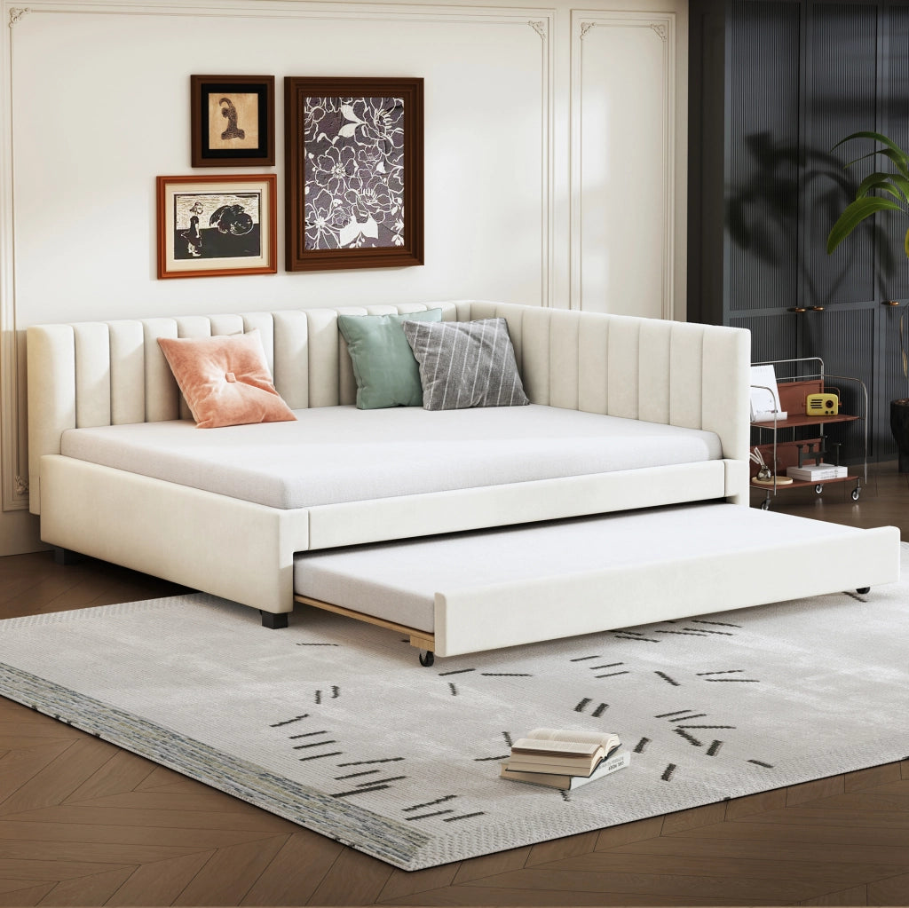 Letto 140x200 cm trasformabile in divano con letto estraibile in velluto